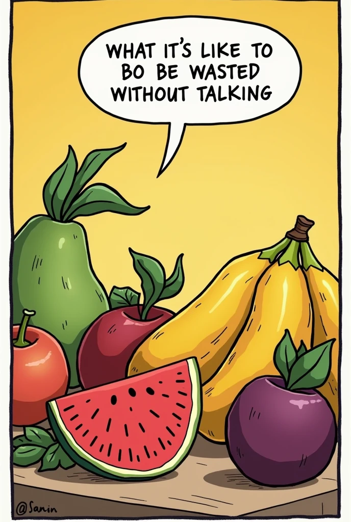 A comic strip about fruits talking about what it&#39;s like to be wasted without talking