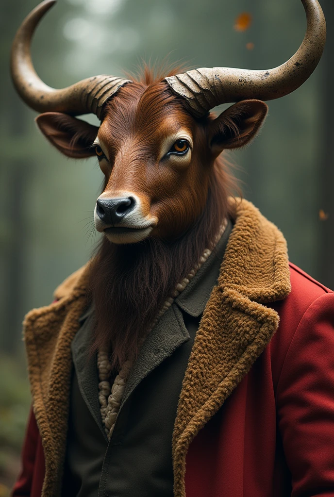 Un. Belle homme avec des cornes de taureau