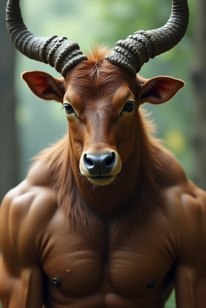 Un. Belle homme avec des cornes de taureau