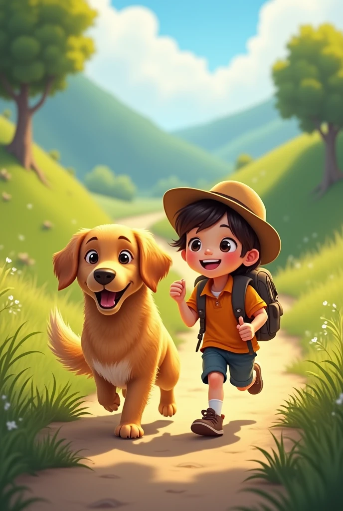 Hello Images of a story about my golden dog and me an adventure