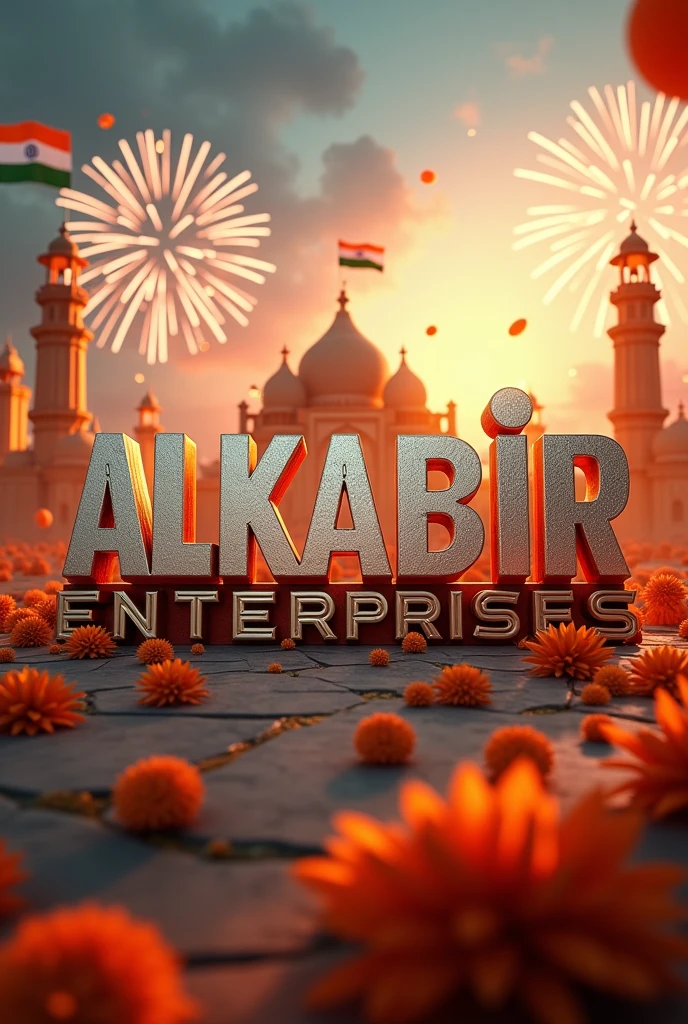 3d text of ALKABIR Enterprises 
on india INDEPENDENCE DAY