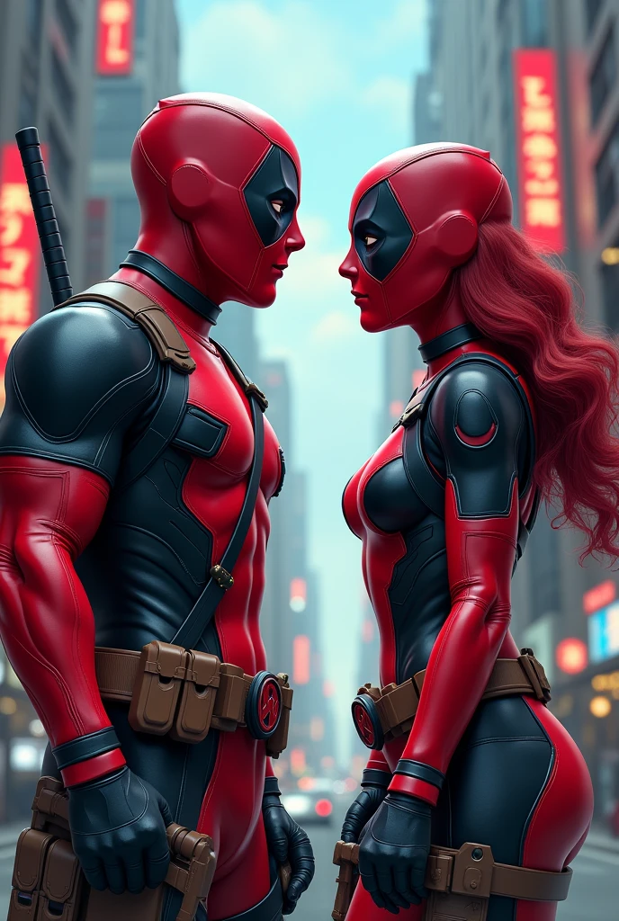Deadpool and ladypool as face to face