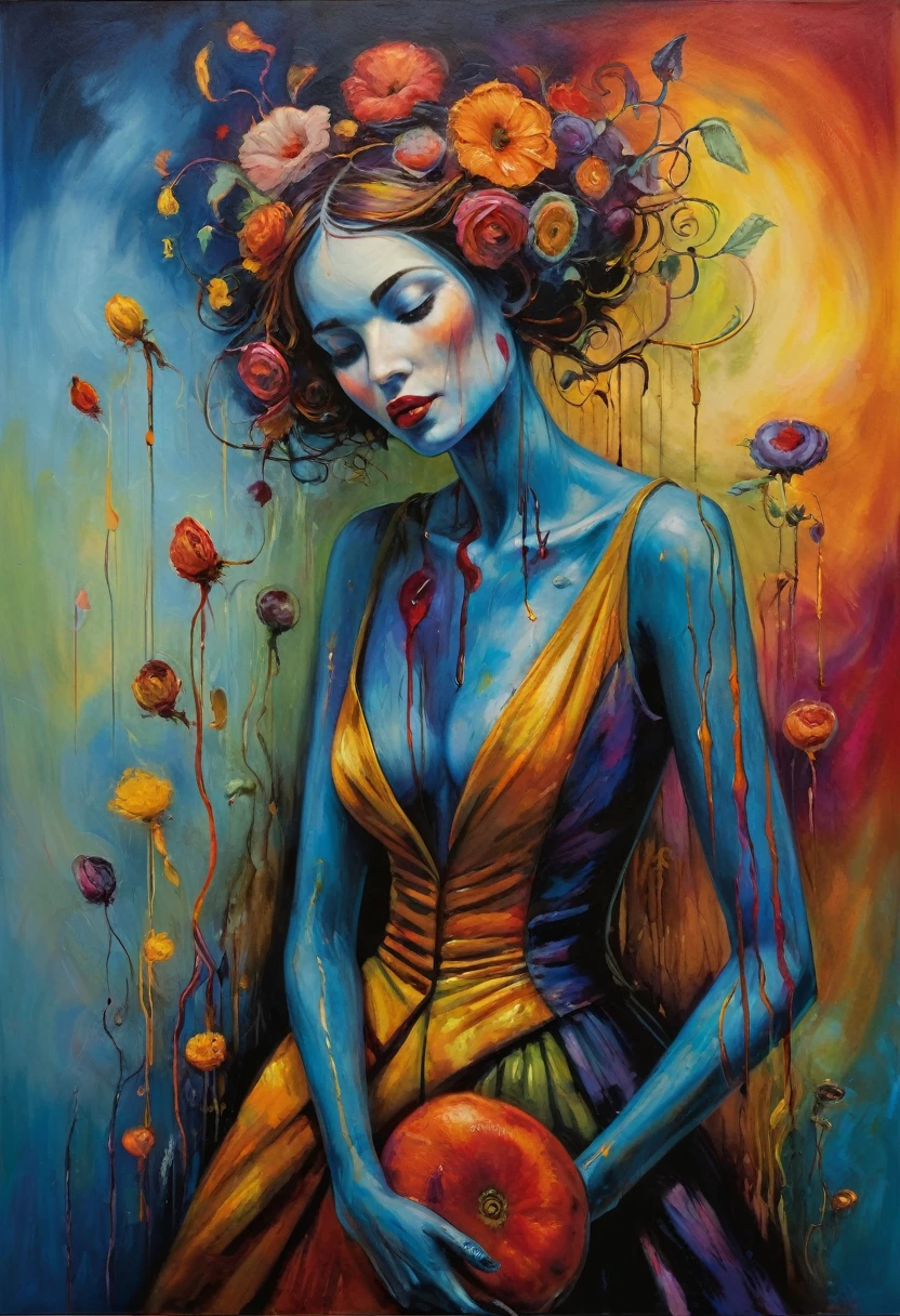 (Artistic Masterpiece of Romantic Life) ( (Themed Art of Life) ( (Conceptual Art) (NFT Exclusive) (Fauvism Work) ()”) Where visual poetry transcends traditional boundaries and embraces the dynamic interplay between creativity and technology Takes),dripping paint,darkart,style, in the style of esao andrews