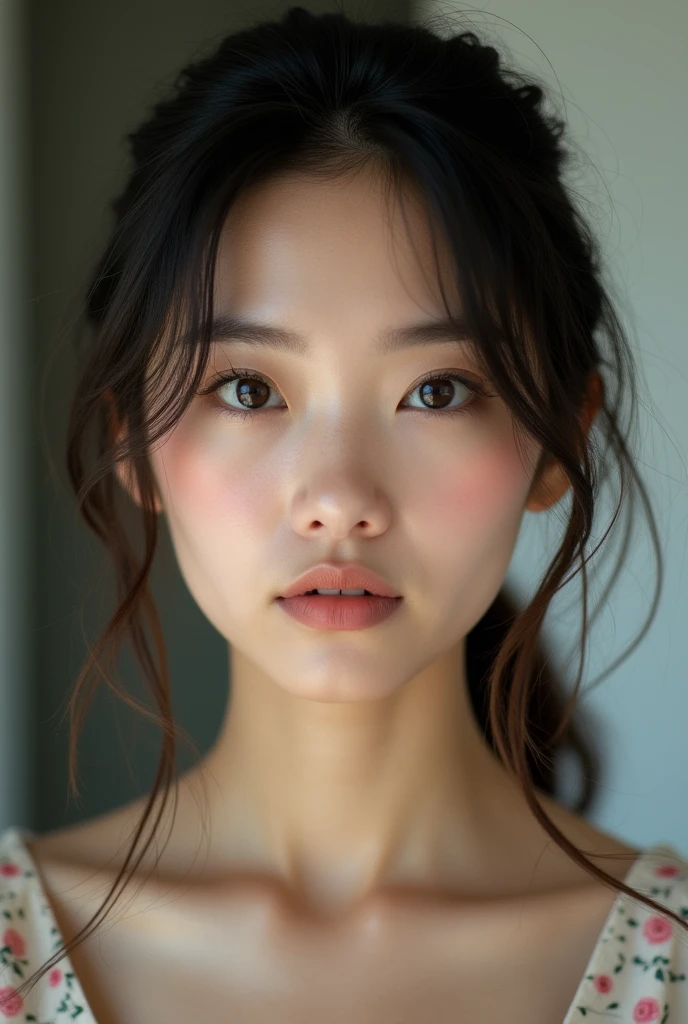 Réaliste photo, Femme japonaise de 25 ans, habillé, gros plan sur visage, photo du visage de face, visage dégagé, visage et corps détaillés, éclairage naturel, haute résolution, photoRéaliste, (Meilleure qualité,8k,haute résolution,chef-d'œuvre:1.2),ultra-détaillé,(Réaliste,photoRéaliste,photo-Réaliste:1.37),Réaliste skin texture,Yeux et lèvres détaillés,beau visage détaillé,long cils,Peau douce,forme naturelle du corps
