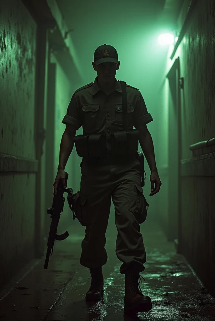 Make a case for ps1 game horror, the theme is brazilian army