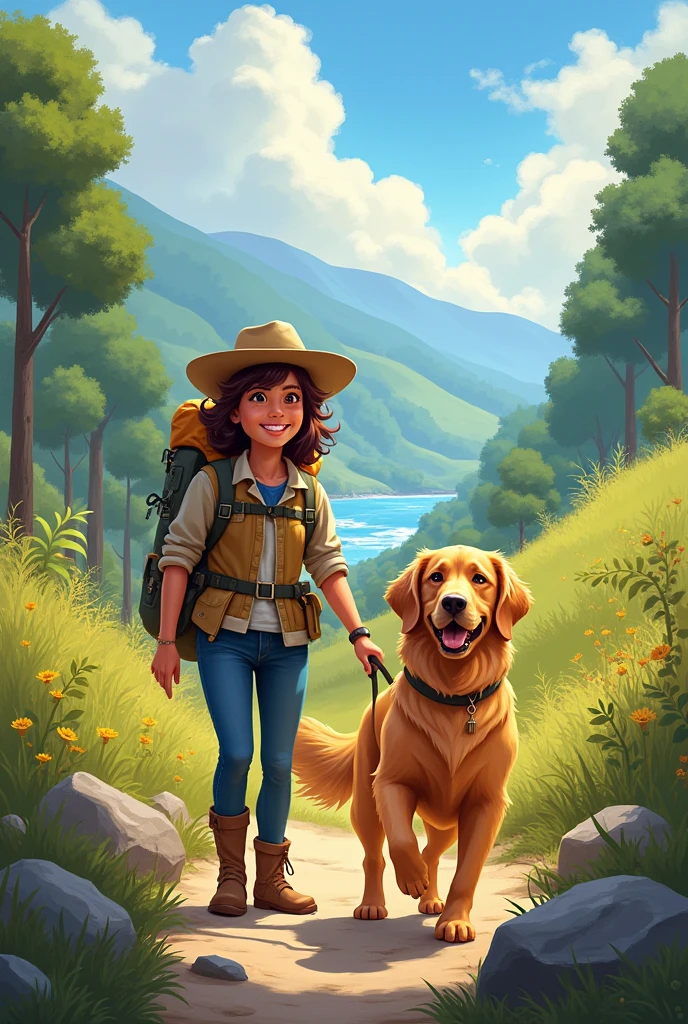 Hello Images of a story about my golden dog and me an adventure