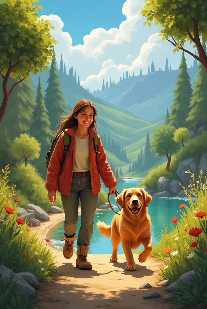 Hello Images of a story about my golden dog and me an adventure
