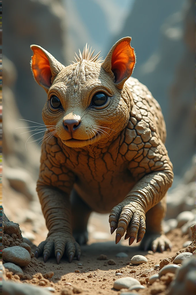 Create a mystical animal that is related to the earth and has the power of earthquakes (This little animal has to be like an animal modified with elements of nature, an elemental)
