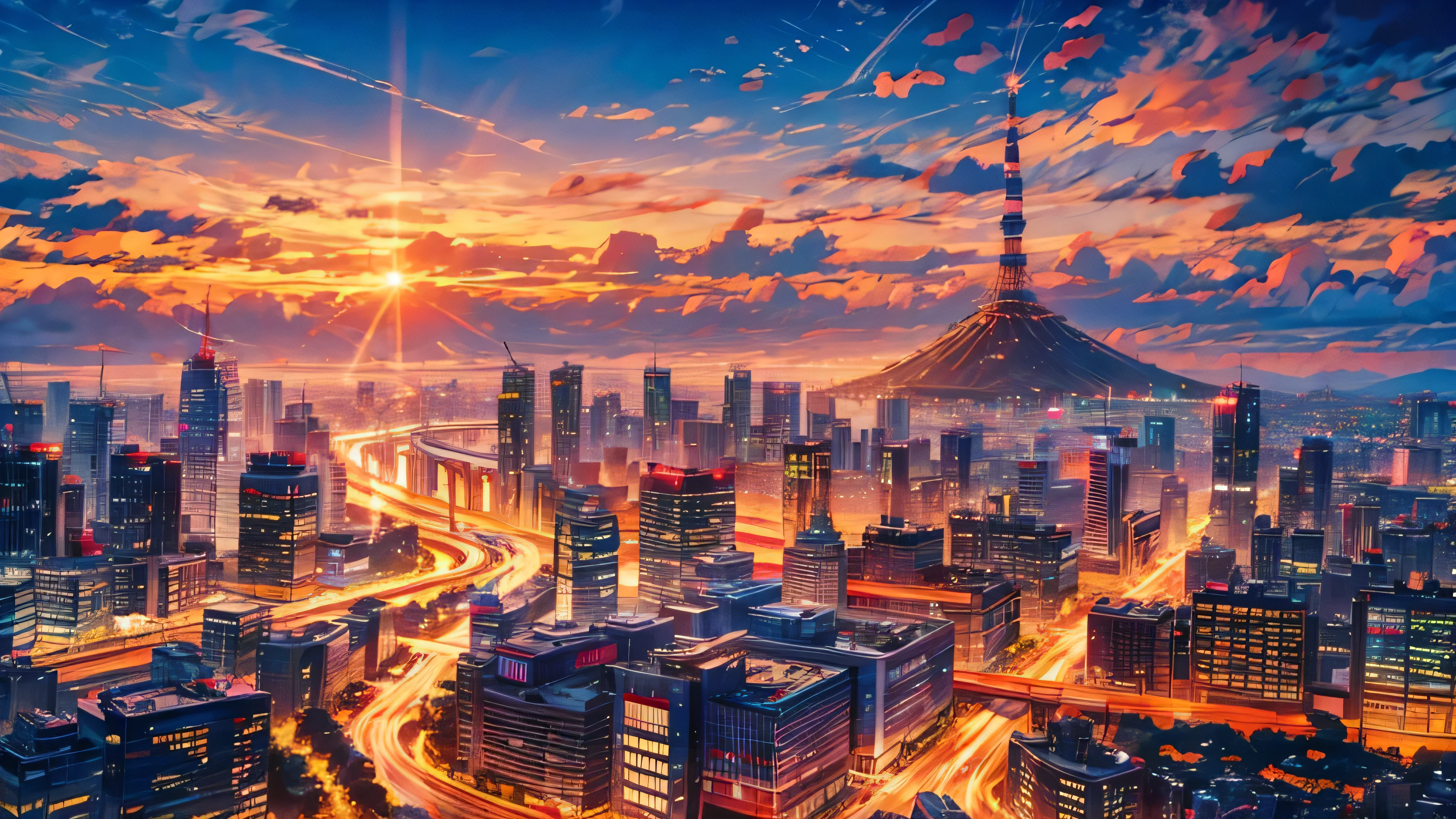 Japan Tokyo city scenery close up beautiful sunset HD 4K