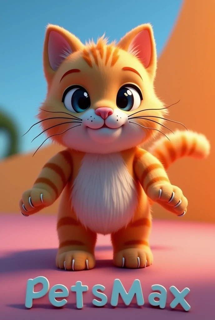 a cat from a roblox game with writing underneath saying PetsMax, with a colored background behind the cat