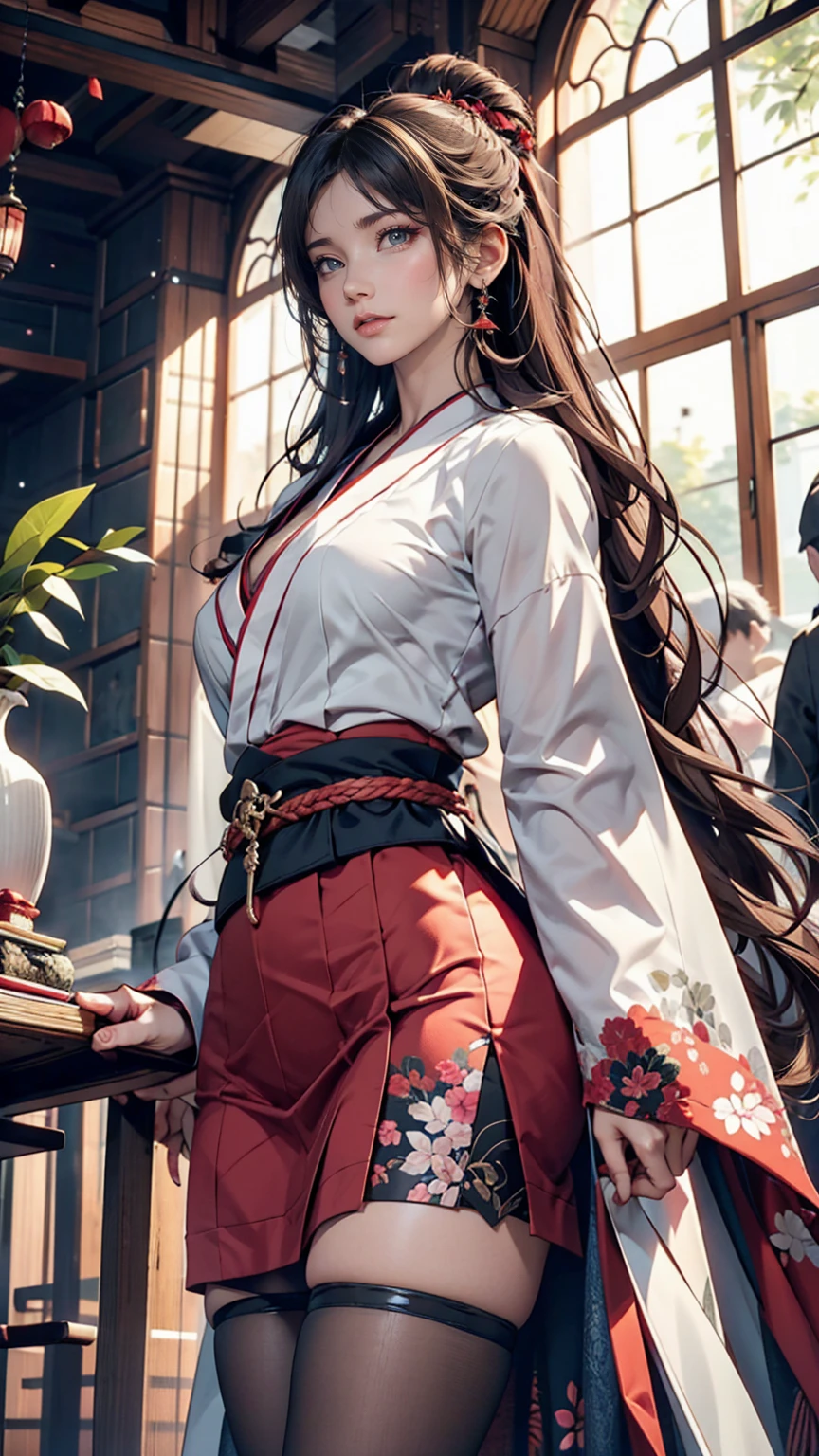 Highest quality,masterpiece,Ultra-high resolution,(Photorealistic:1.4),One girl,View your viewers,Japanese women,Purple Pantyhose、Sexy proportions、Sexy clothes