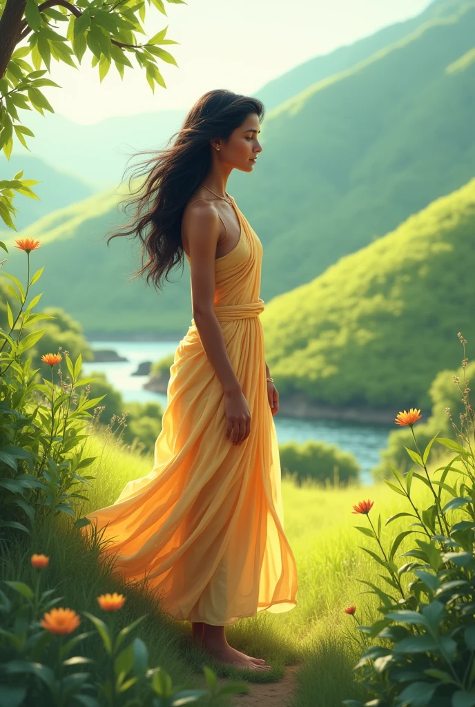 Standing girl normal dress indian