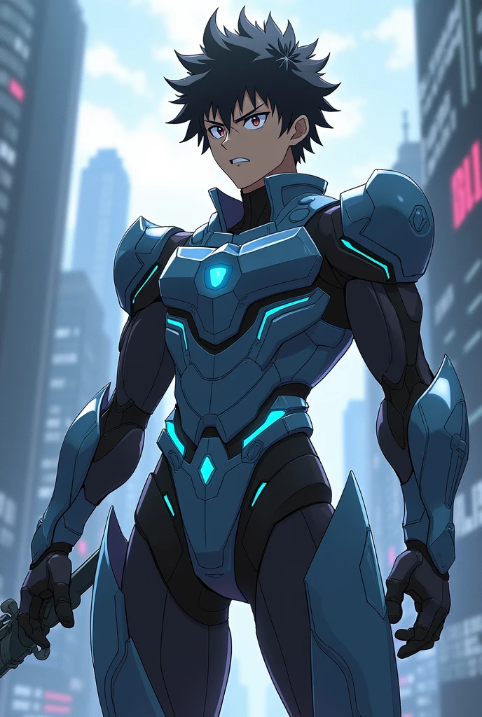 Can you make make the character of black clover 'asta' with robotic armor