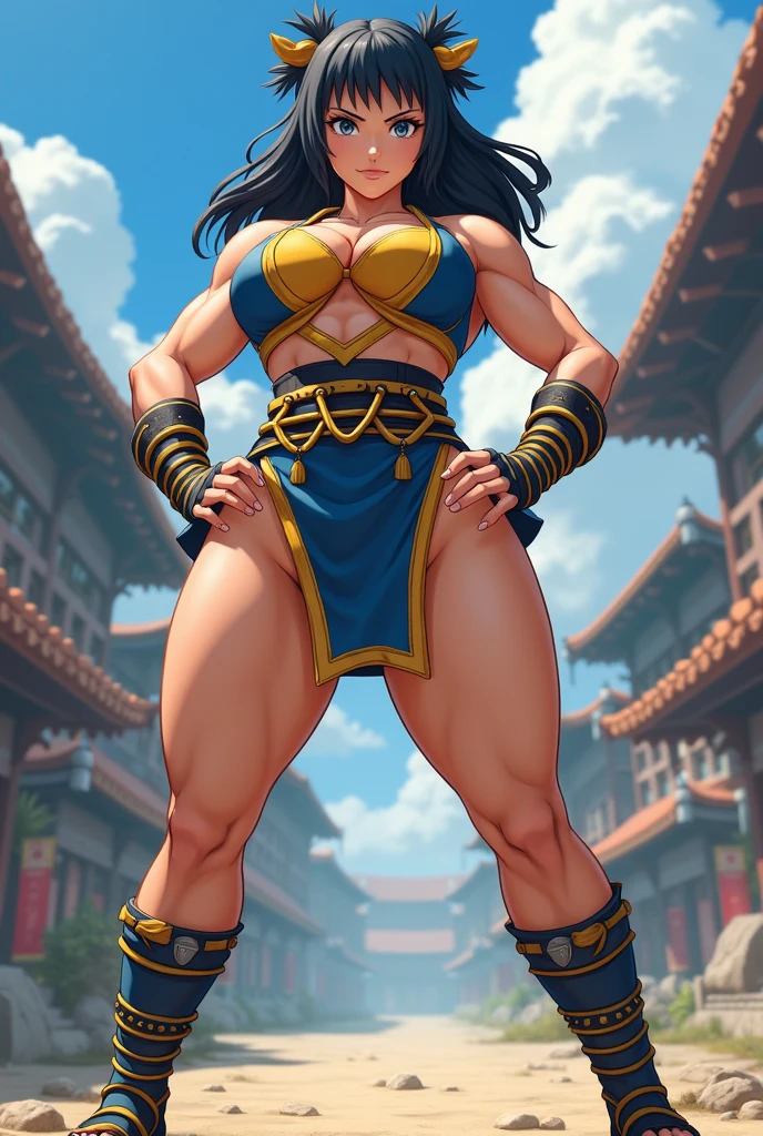 Hinata from Naruto with big legs wearing the chun li outfit