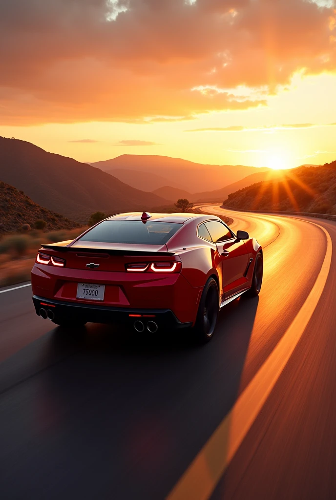 Chevrolet Camaro　Passage　Sunset　Back view　Speed　