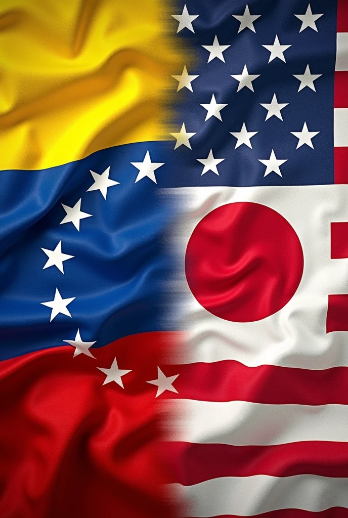 Combination of the flag of Venezuela, Japan, Germany and the United States