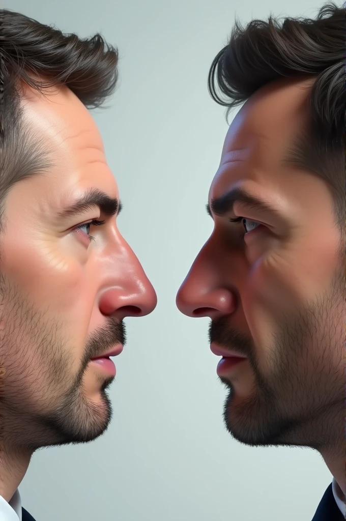 I need two images of a men which shows his nose comparison before and after rhinoplasty surgery