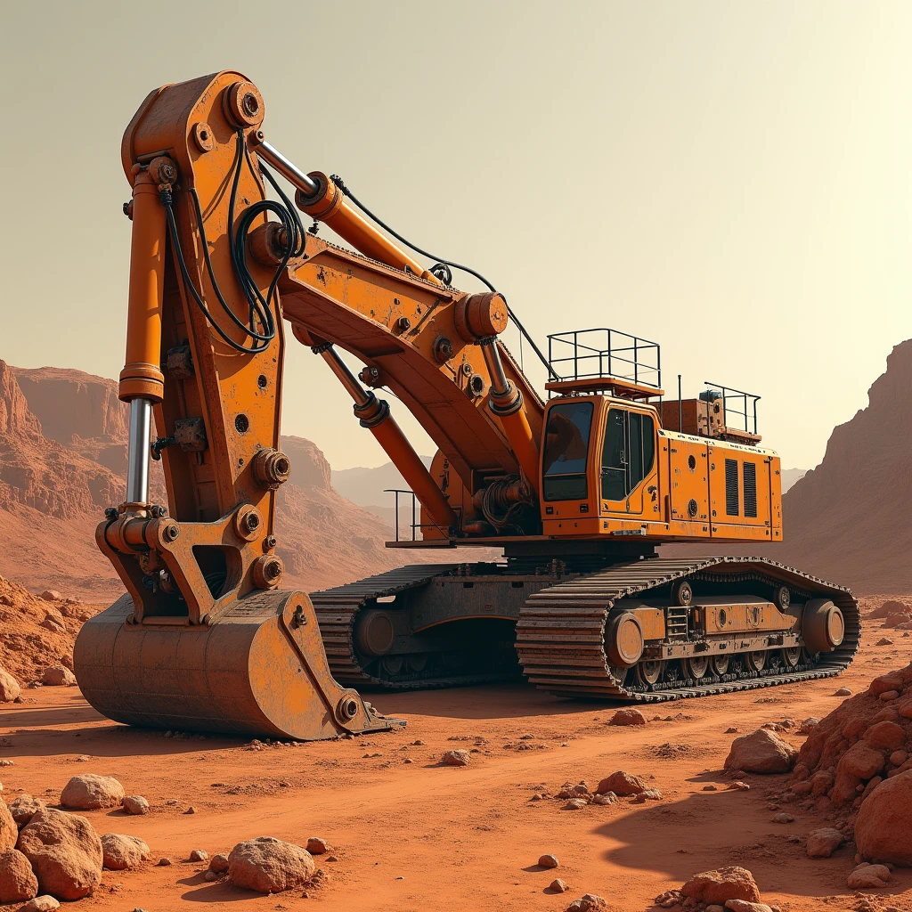 Mars, (Mineral resource extraction plant: 1.5), (Factory: 1.5), Excavator, Real, SF, (Futuristic: 1.5), Precision, Masterpiece