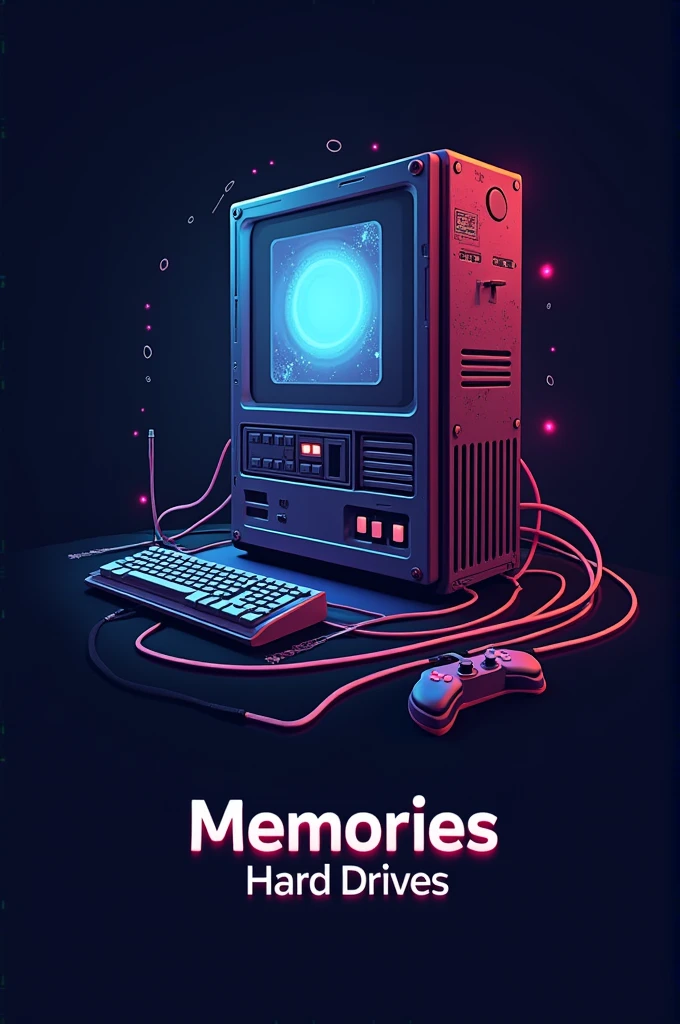 Create logo that says Memories - Hard Drives, with gamer computer background