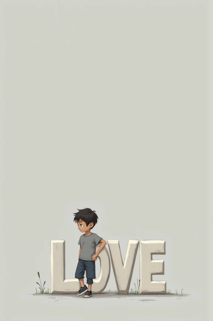 We are standing on an activity background of gray color and a full spelling of the name is standing and a boy is leaning next to him. The boy is wearing gray clothes.