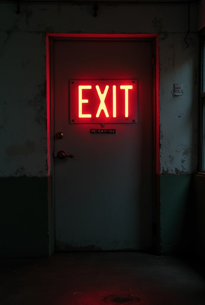 Dark place exit sign board with stubborn 