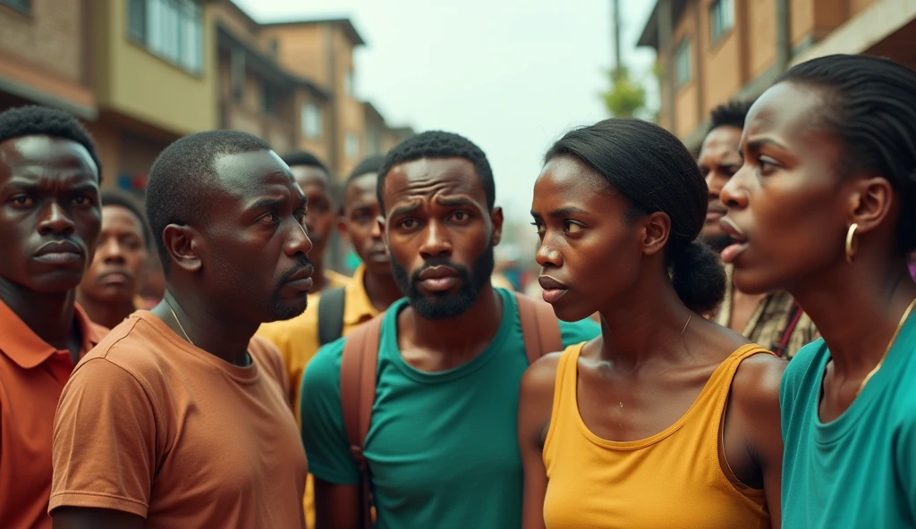 Show a group of Nigerians perceiving a nice aroma and wondering where it's coming from. The looks on their faces should depivt worry