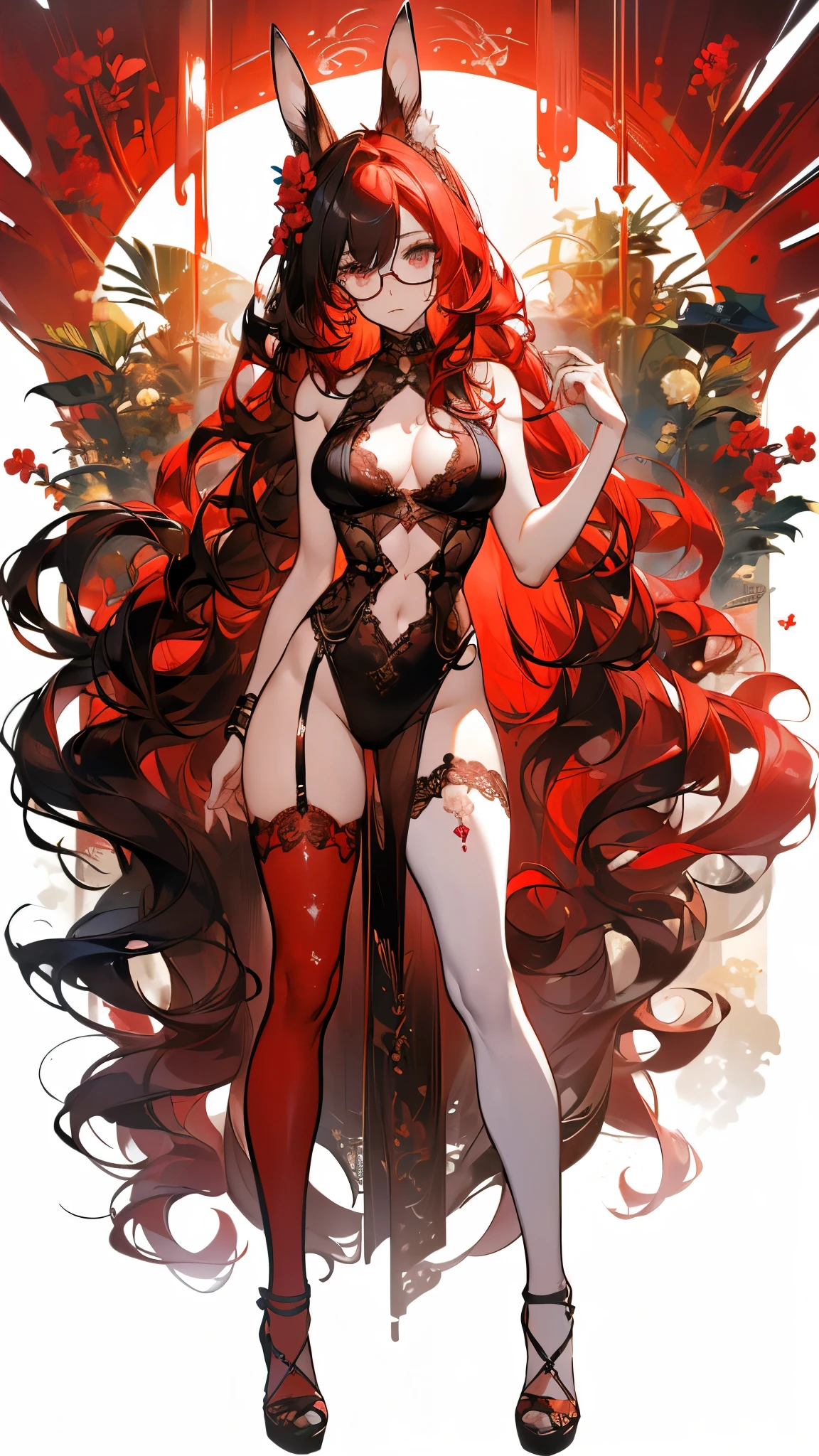 With delicately pointed fox-like ears atop her head and nine voluminous, fluffy tails cascading behind her, the enchanting figure before us embodies a mystical and ethereal beauty. This stunning portrayal, whether in a painting, photograph, or digital art, captures every nuance of her otherworldly allure. The vibrant colors of her fur, a mesmerizing blend of fiery oranges and soft creams, seem to shimmer and dance in the light, highlighting the intricate details of each tail and ear. The image is so exquisitely rendered that one can almost feel the softness of her fur and hear the gentle rustling of her tails as she moves. It is a masterful work of art that immerses viewers in a world of fantasy and wonder. and make her more sexy by giving her big and ass