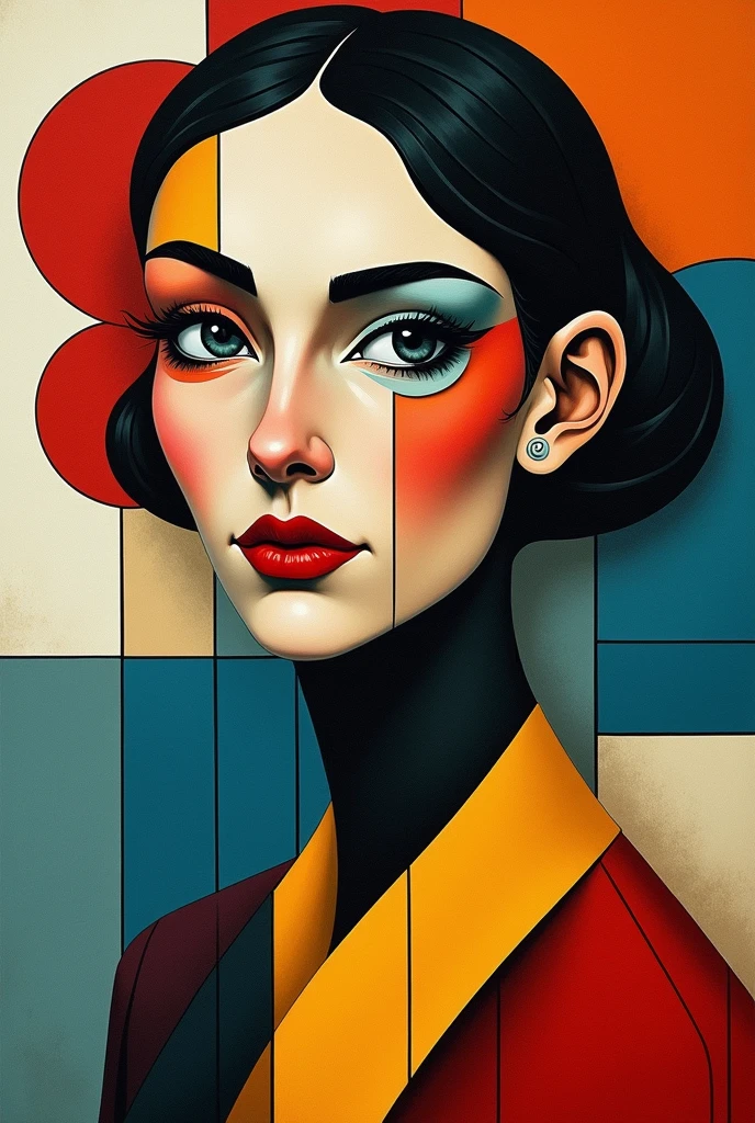 a cubist portrait of a woman, abstract cubist figure, geometric abstract, sharp angular shapes, bold colors, fragmented composition, modernist, avant-garde, (best quality,4k,8k,highres,masterpiece:1.2),ultra-detailed,(realistic,photorealistic,photo-realistic:1.37)