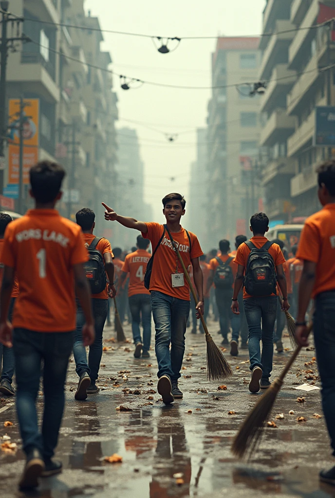 বাংলাদেশের শিক্ষার্থীরা রাস্তায় আন্দোলন করছেন, ট্যাফিকের দ্বায়িত্ব পালন করছেন, রাস্তা পরিষ্কার করছেন।