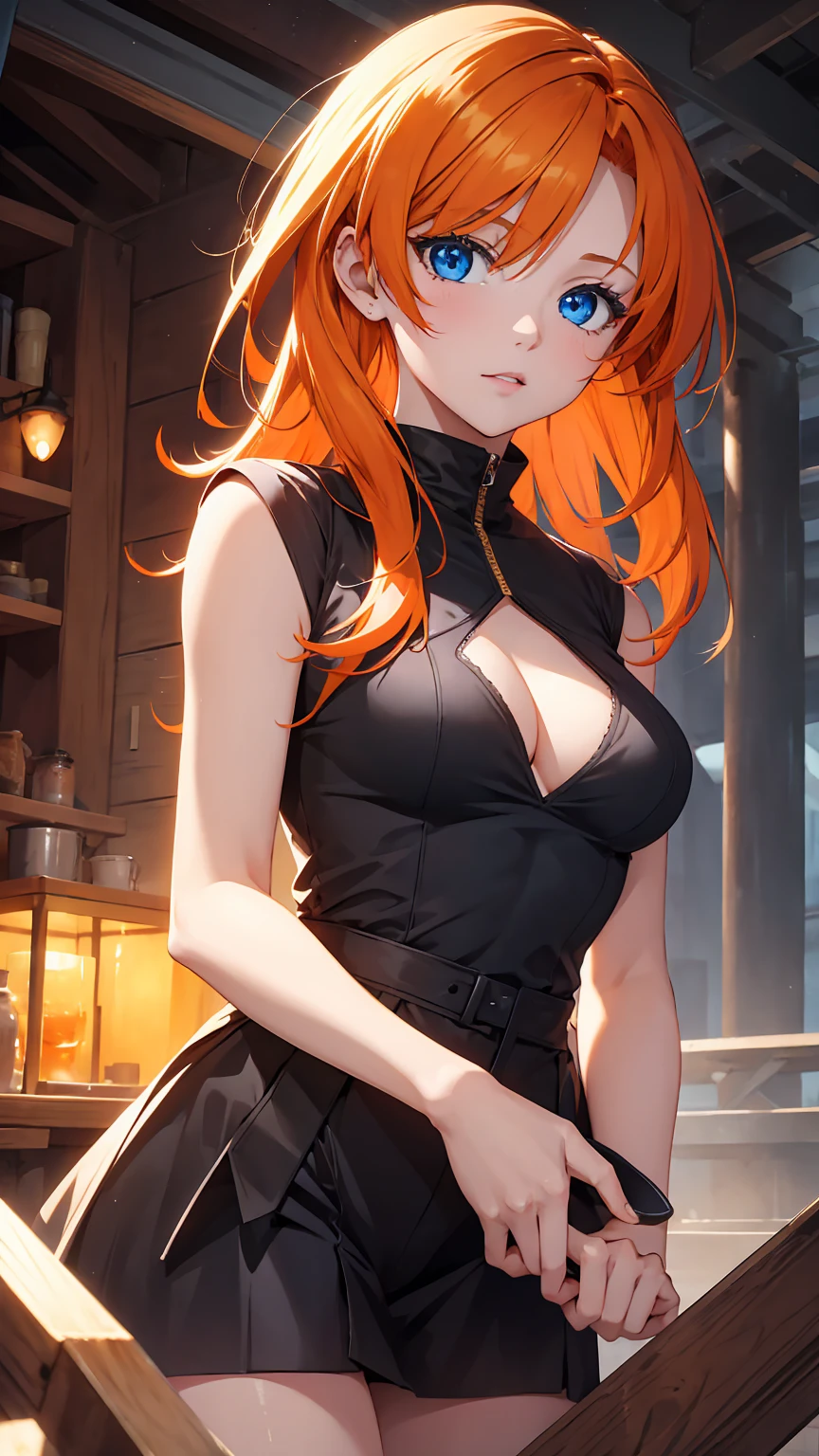 1girl, orange hair, blue eyes, best quality, masterpiece, ultra detailed