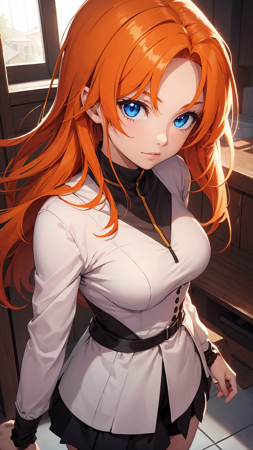 1girl, orange hair, blue eyes, best quality, masterpiece, ultra detailed 