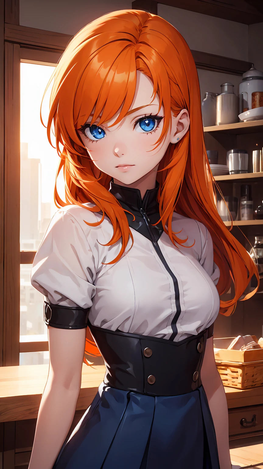 1girl, orange hair, blue eyes, best quality, masterpiece, ultra detailed 