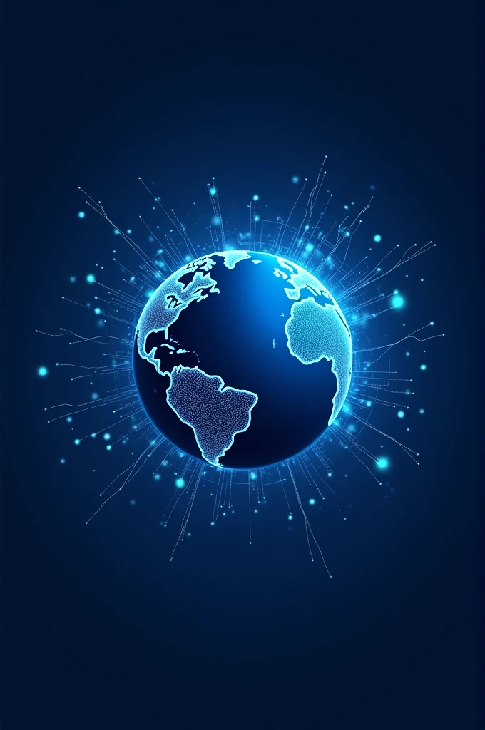 Create a logo of a blue globe with a moving network illustration above it