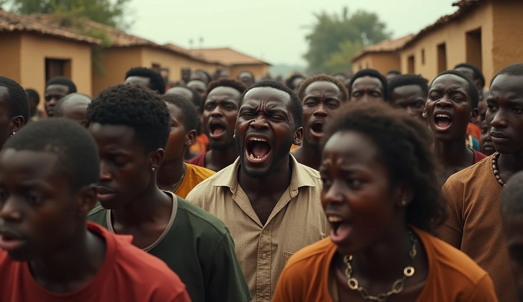 Show them in shock, Nigerians gathered around after discovering something awful. The looks on their face s should be that of fear and shock