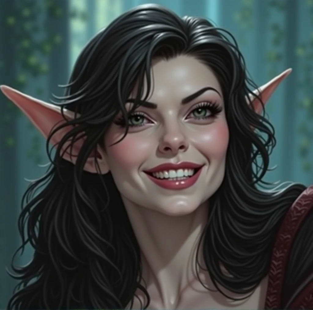 A sexy Elf with pale skin, long pointy ears, perfect long hair, angrily clenching her teeth, perfect teeth, beautiful detailed eyes, beautiful detailed lips, extremely detailed face, longeyelashes, intricate fantasy character, detailed fantasy illustration, cinematic lighting, dramatic shadows, vibrant colors, digital painting, concept art, 8k, ultra-detailed, photorealistic