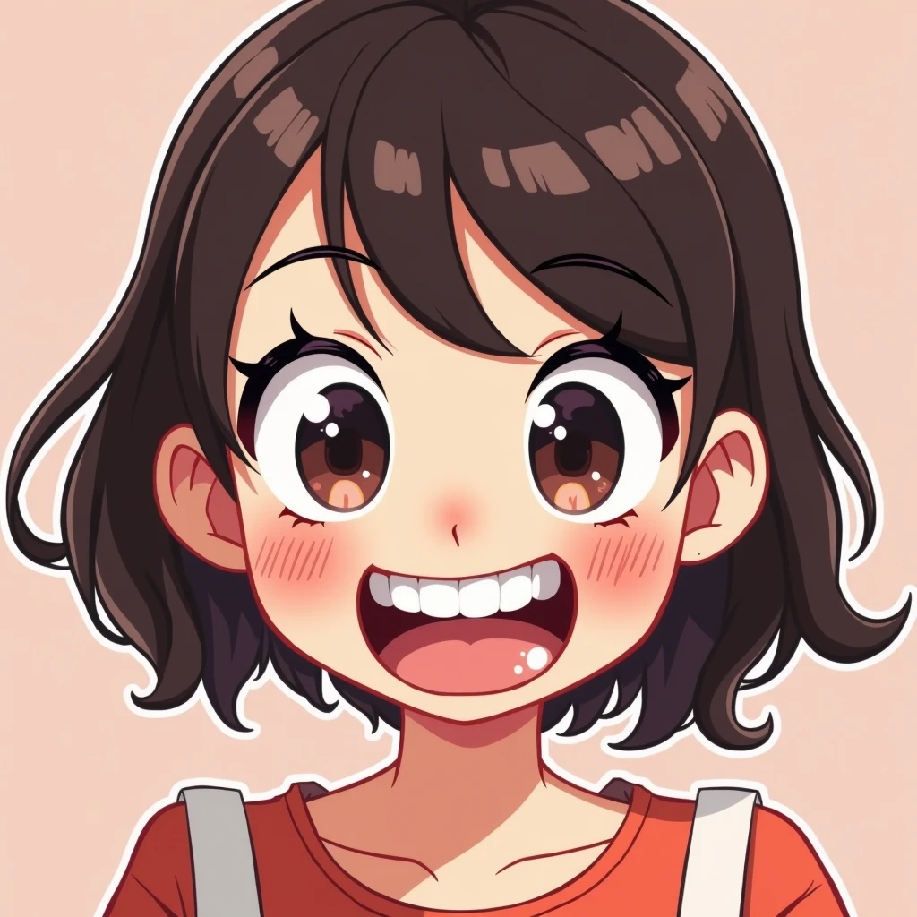 chibi Meme, close up of cute girl face, flat art, Absurd expression, dynamic movement, (best quality, masterpiece, photorealistic), very aesthetic, perfect composition, intricate details, ultra-detailed, vivid colors