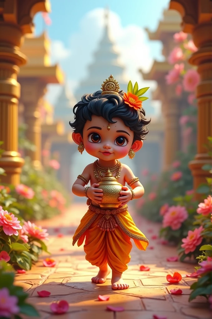 Cute Krishna with pot janmashtami cinematic 