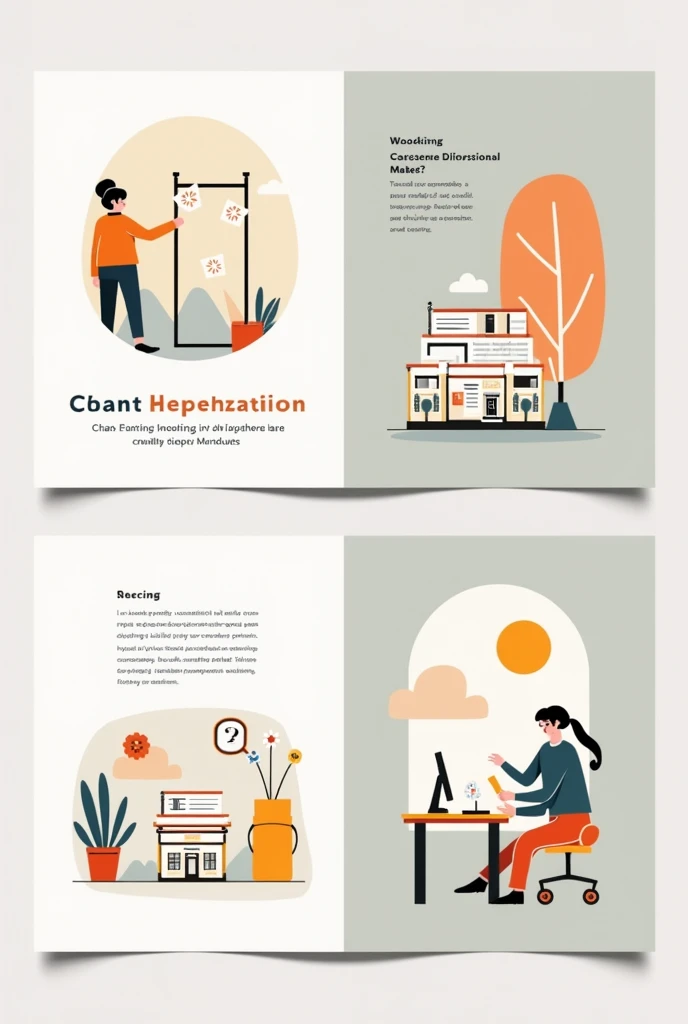 Modern and creative cartoon and iconography and layout  mixed two fold brochure front and back page  template 