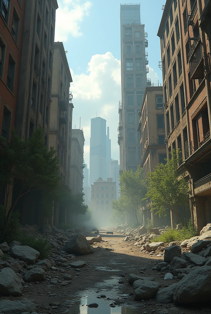 Post-apocalyptic city ruins