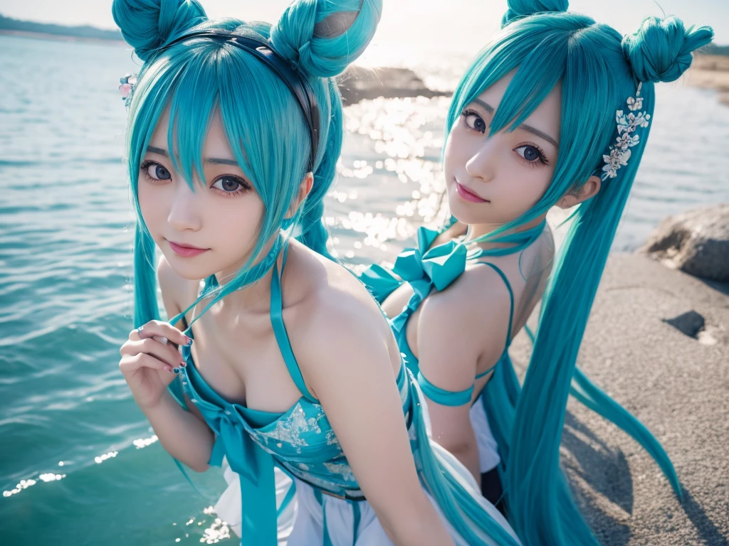 Highly detailed depiction of the clone、8k、Hatsune Miku、Cosplay、Japanese Girls、Hatsune Mikuが多人数クローン、Hatsune Mikuがズラリ、Big Breasts、Hatsune Miku分身、数百万人にHatsune Miku、数千億人のHatsune Miku、top view