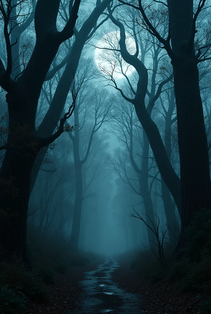 Dark, eerie forest. Image ratio 9:16