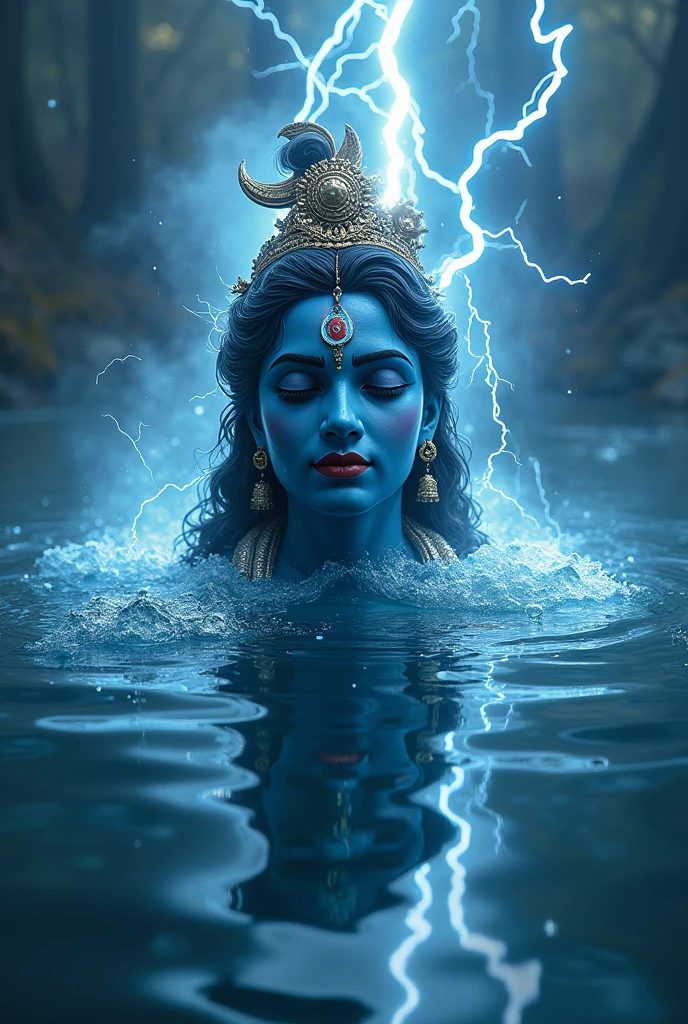 Krishna inside water with thundervolt aura