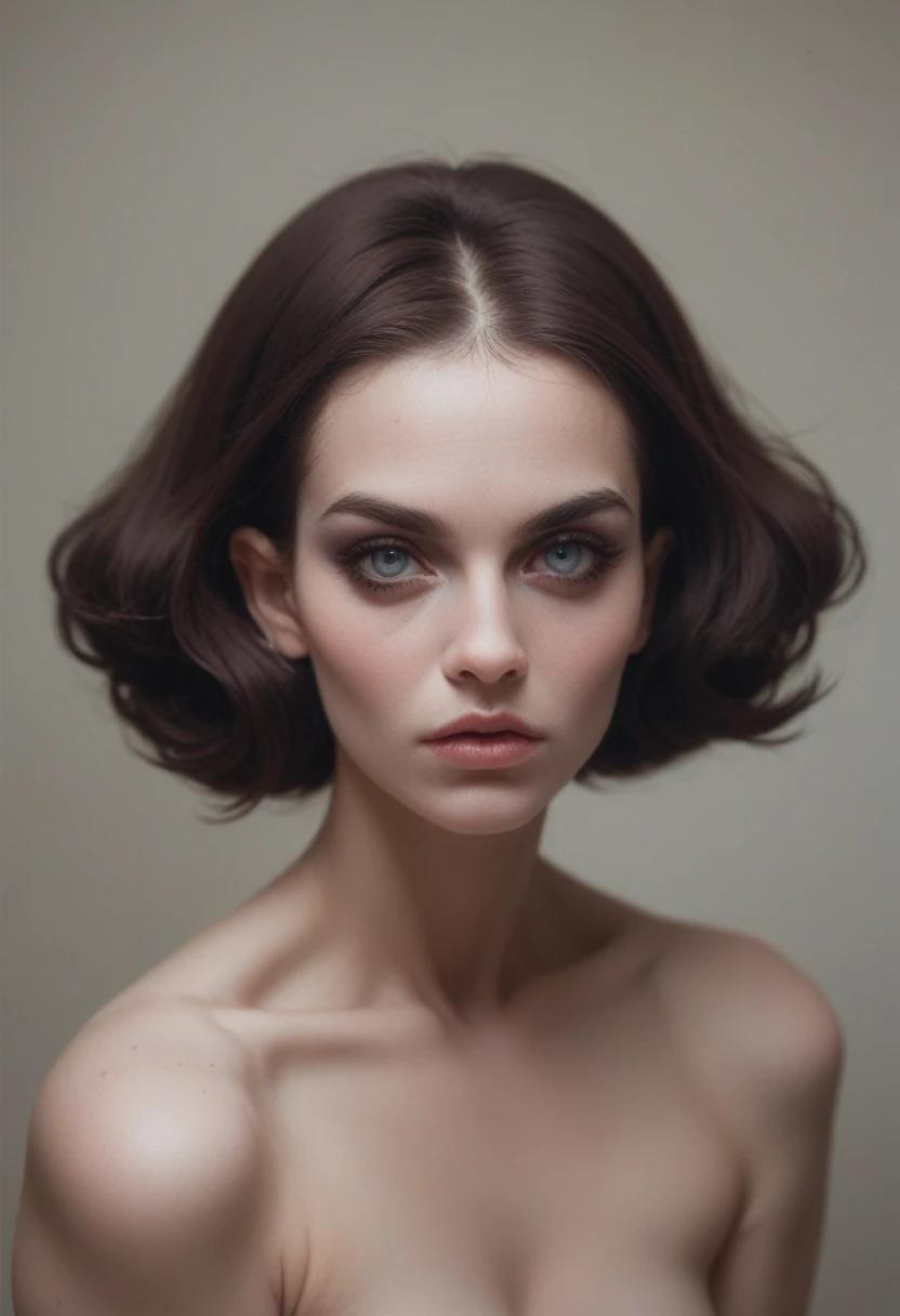 gorgeous doll + dark fantasy + morbid + macabre + portrait + frame + nude + death + Tim Burton style 