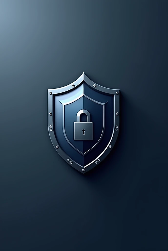 "A professional and clean design for a security company. Includes a protective shield, Serious colors like blue and gray, and a text. It shows a simple background with an elegant touch