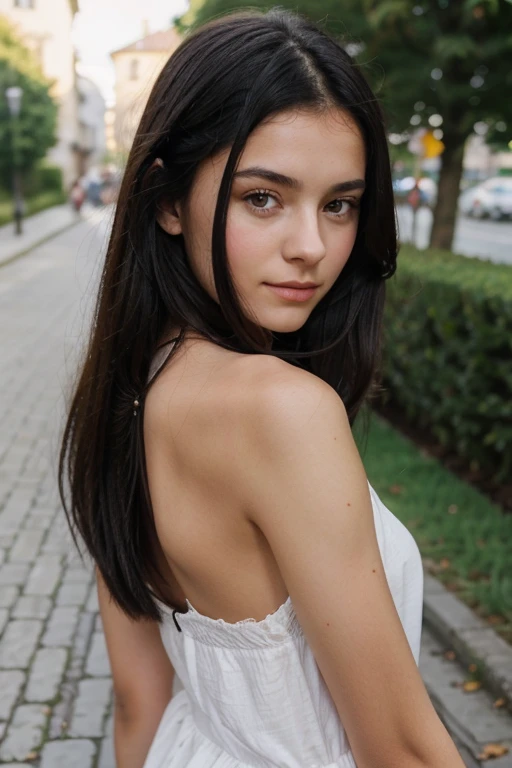 Cute european with Black hair. Leží na hromadě odpadků celá nahá a špinavá.