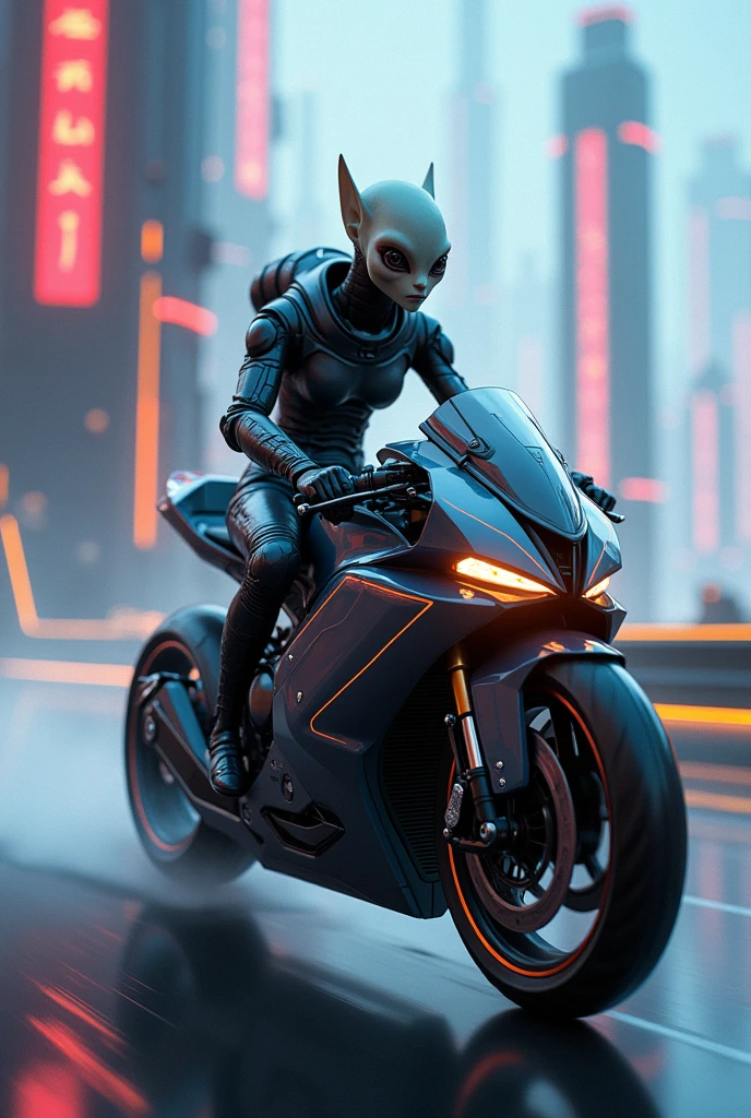 alien in motorbike

