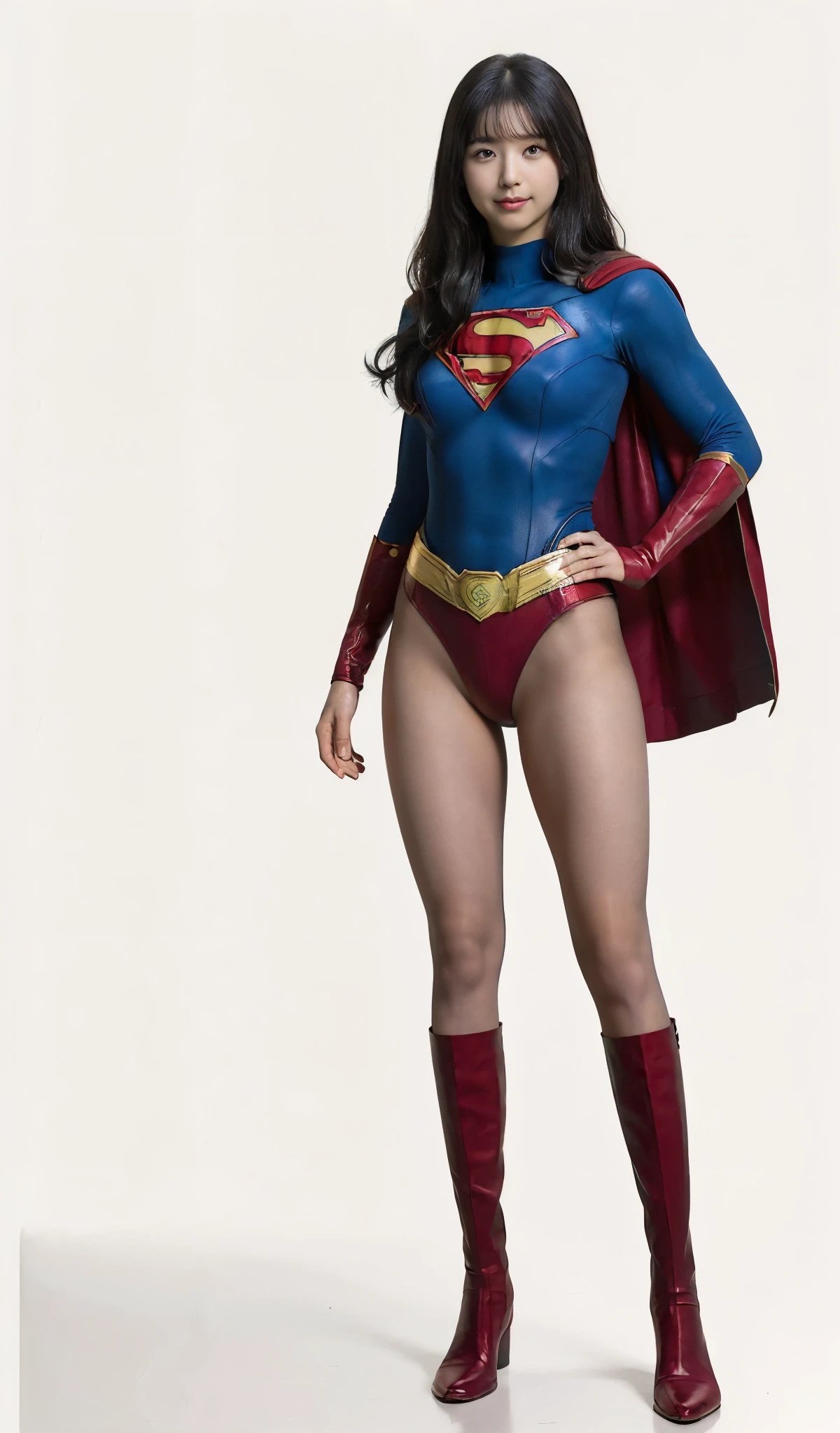 No background、(((Beautiful legs in black tights.)))、(((Legally express the beauty of your smile)))、((((Make the most of your original images)))、(((体にぴったりフィットするSupergirl Costume)))、(((Supergirl Costume)))、(((Beautiful hair with twin tails)))、(((suffering)))、(((Please wear black tights....、Wear red boots)))、((Best image quality、8k))、((Highest quality、8k、masterpiece:1.3))、(((Preserve background )))、Sharp focus:1.2、Beautiful woman with perfect figure:1.4、Slim Abs:1.2、Wet body:1.5、Highly detailed face and skin texture、8k