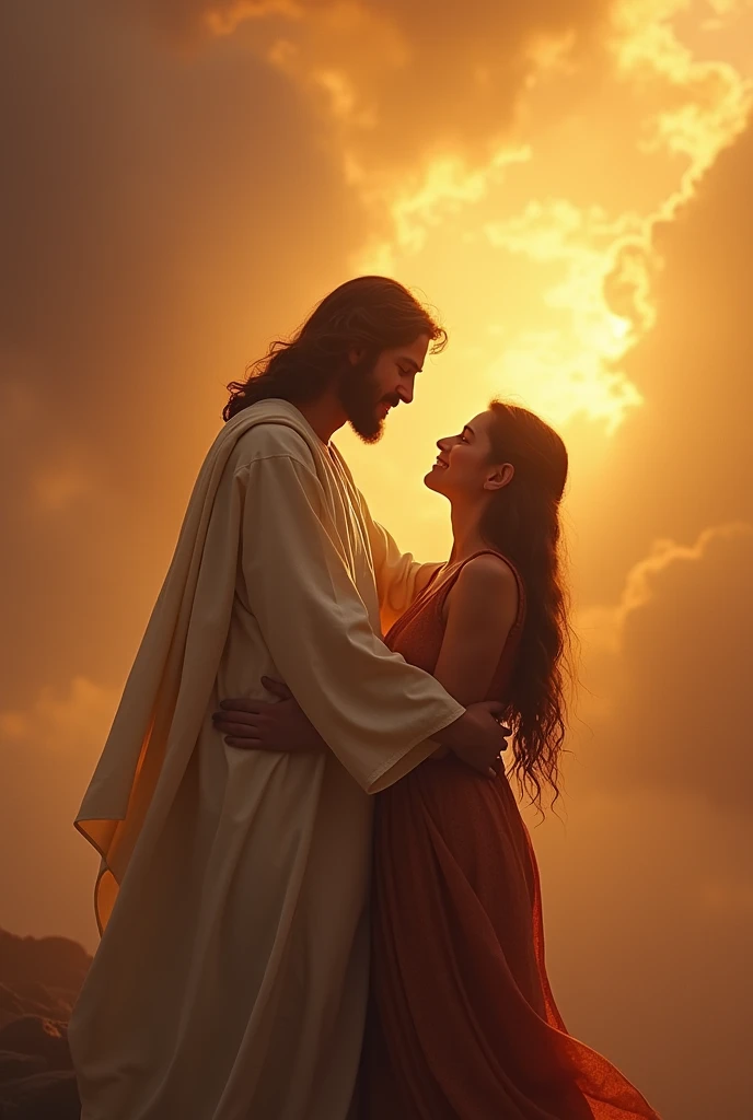 photograph of jesus
hugging a person in heaven