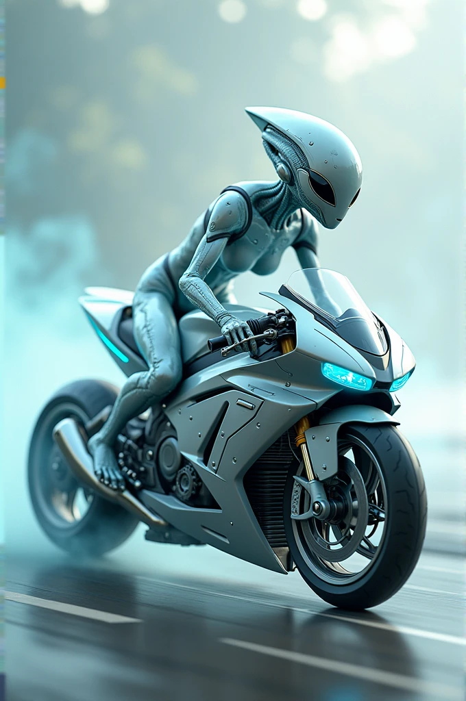 alien on motorcycle transparent background