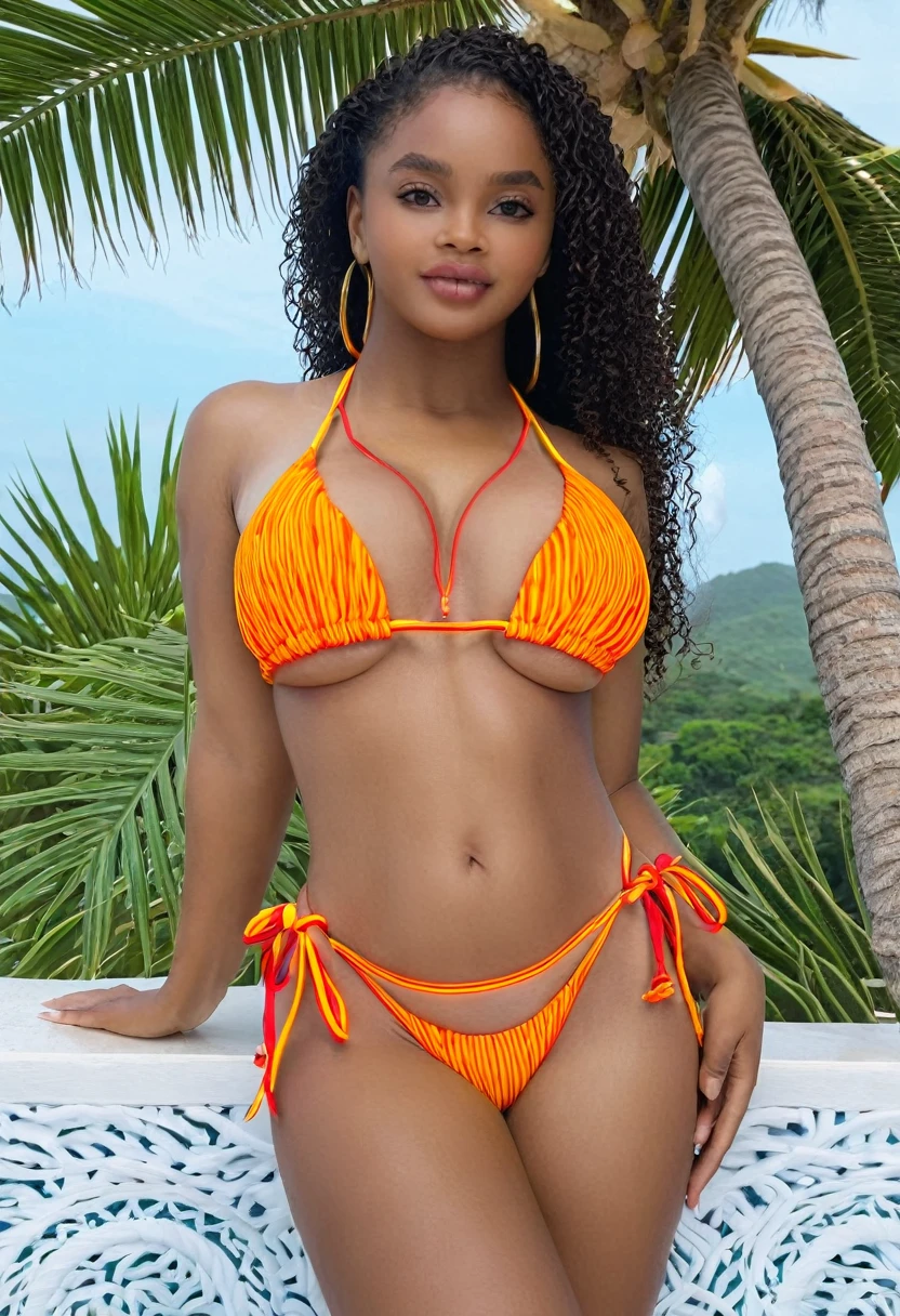 ((Best resolution)), ((high quality:1.2)), 8k, extremely detailed, ((High detail:1.2)), Solo, ((Angolan female with 24 years)), (bikini), 